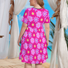 Floral Mouse Women's Theme Park Plus Size Dress with Pockets - Hand-Drawn Art