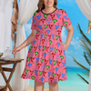 3 FairiesWomen's Theme Park Plus Size Dress with Pockets - Hand-Drawn Art