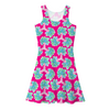 Palm Trees Women’s Sleeveless Dress – Knee-Length with Hand-Drawn Design