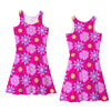Flower Mouse Women’s Sleeveless Dress – Knee-Length with Hand-Drawn Design