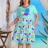 Arabian Princess Aladdin Women's Theme Park Plus Size Dress with Pockets - Hand-Drawn Art