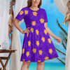 Asha Wish Star Women's Plus Size Dress with Pockets - Hand Drawn Artwork