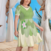 Frog Princess Women's Theme Park Plus Size Dress with Pockets - Hand-Drawn Art