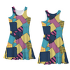 NMBC Women’s Sleeveless Dress – Knee-Length with Hand-Drawn Design