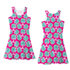 Palm Trees Women’s Sleeveless Dress – Knee-Length with Hand-Drawn Design