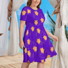 Asha Wish Star Women's Plus Size Dress with Pockets - Hand Drawn Artwork