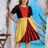 Pirate Women's Theme Park Plus Size Dress with Pockets - Hand-Drawn Art