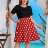 Minnie Mouse Women's Round Neck Plus Size Dress Fashion Skirts with Pockets