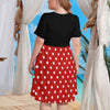 Minnie Mouse Women's Round Neck Plus Size Dress Fashion Skirts with Pockets