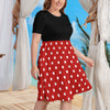 Minnie Mouse Women's Round Neck Plus Size Dress Fashion Skirts with Pockets