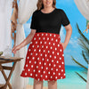 Minnie Mouse Women's Round Neck Plus Size Dress Fashion Skirts with Pockets