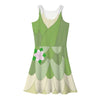 Princess Tiana Women's Sleeveless Dress Stylish Round Neck Knee-length Skirt