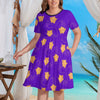 Asha Wish Star Women's Plus Size Dress with Pockets - Hand Drawn Artwork